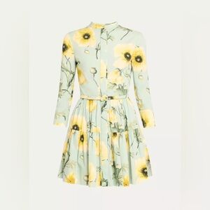 Oscar de la Renta Poppies Button-Front Dress with Self Belt
